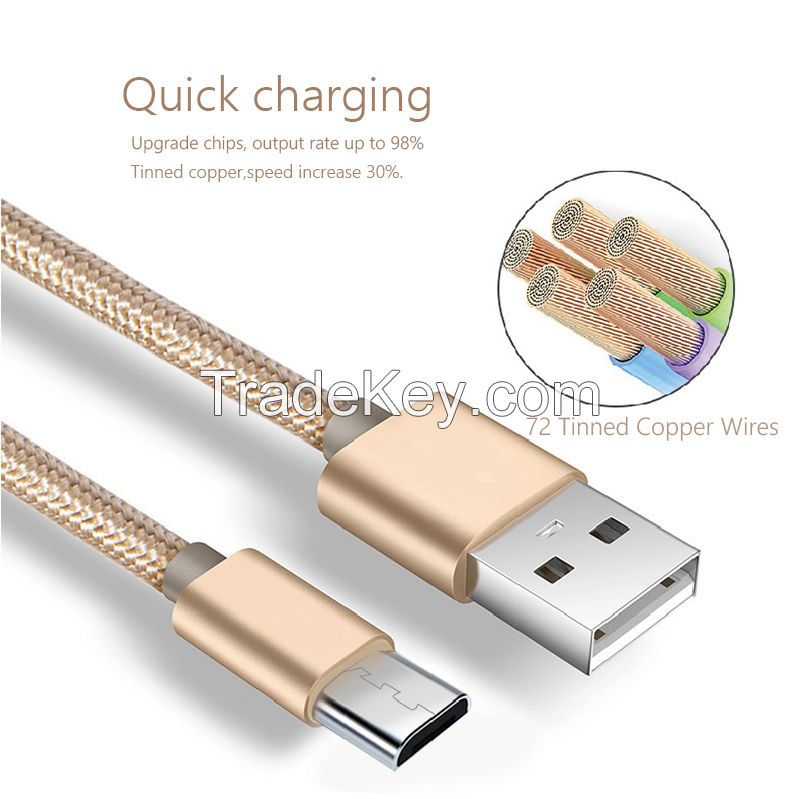 Micro Cable, Rainbow Charger Cables to USB Syncing and Charging Cable Data Nylon Braided Cord Charger for android, samsung, nexus, lg, htc, nokia, sony, and more