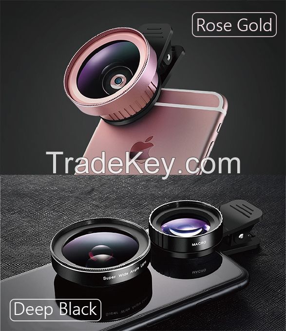 Rainbow Phone Camera Lens, 0.8X Wide Angle Lens + 15X Macro Lens, 2 IN 1 Clip-On Professional HD Cell Phone Lens for iPhone 7 / 7 PLUS / 6, Samsung and More