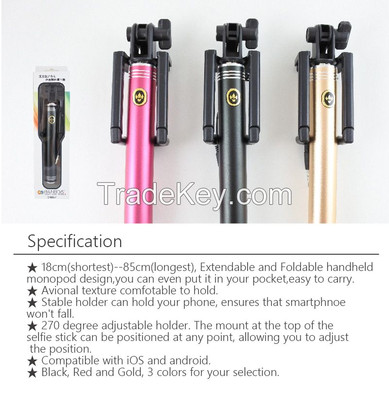 Selfie Stick, Rainbow Selfie Stick, for iPhones, Samsung Galaxy s7 edge/s4 Android and More