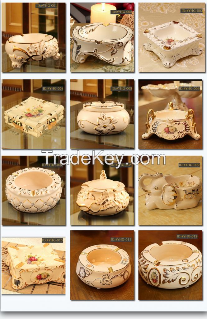 European style luxurious ceramic ashtray Creative gift