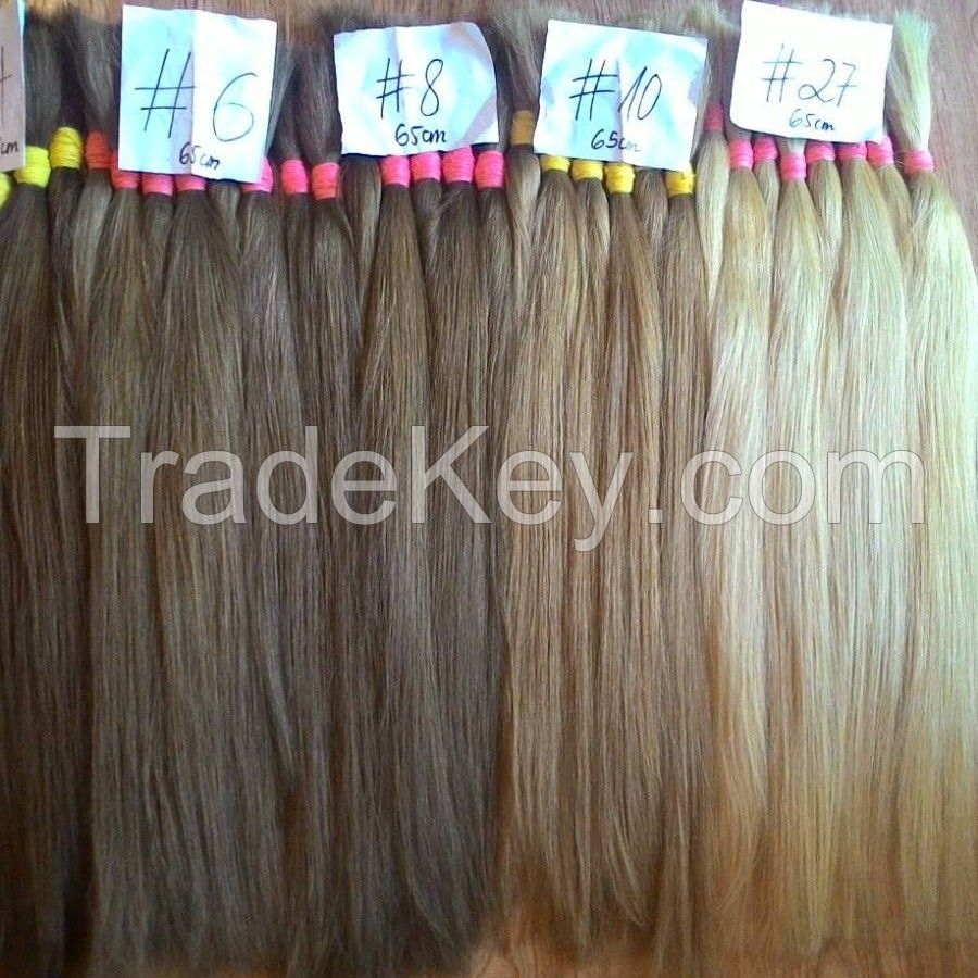 Colored straight single drawn brown - blone hair