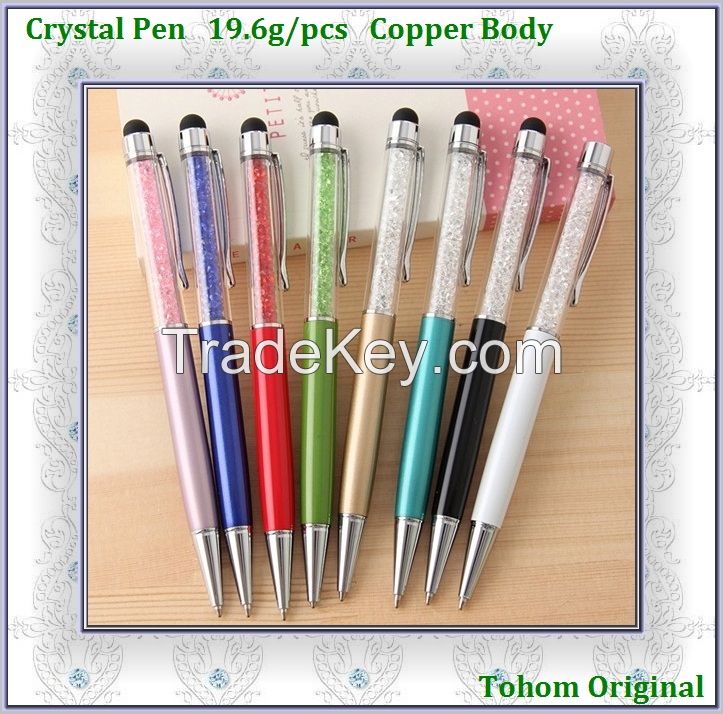 Promotional good price Crystal stylus Pen metal ball pen touch screen pen with crystal