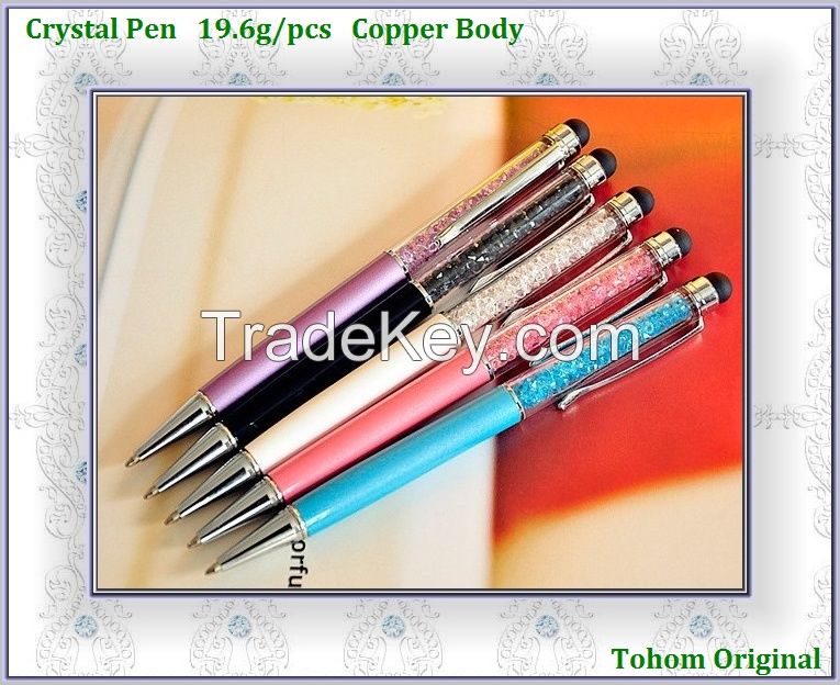 Promotional good price Crystal stylus Pen metal ball pen touch screen pen with crystal