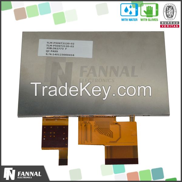 projected 5 inch tft capacitive touch panel module WVGA 800*480 TTL/8bit interface