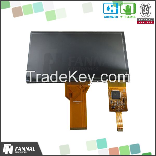 projected 7 inch tft capacitive touch panel module WVGA 800*480 TTL/8bit interface      