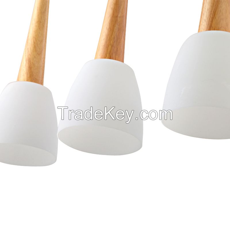 SL Wood Dinning room Lamp LED Wood Pendant Lamp Rubber Wood Japan Style Kitchen lamp Without Remote Control E14 Base Glass Cover Wood Shaft Warmwhite