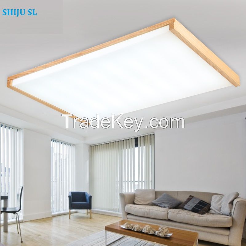 SL T wood rectangle living room ceiling light new chinese traditional dinning room led ceiling lamp north european bedroom lamp Y0591