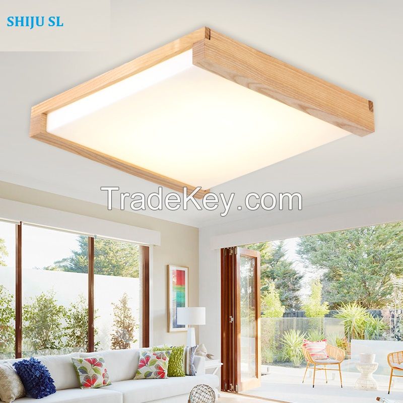 SL T wood rectangle living room ceiling light new chinese traditional dinning room led ceiling lamp north european bedroom lamp Y0591