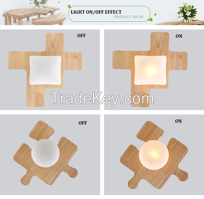SL LED DIY pendant lamp north european jigsaw puzzle wood pendant lights bedroom jigsaw wood pendant light fixture YJ6009
