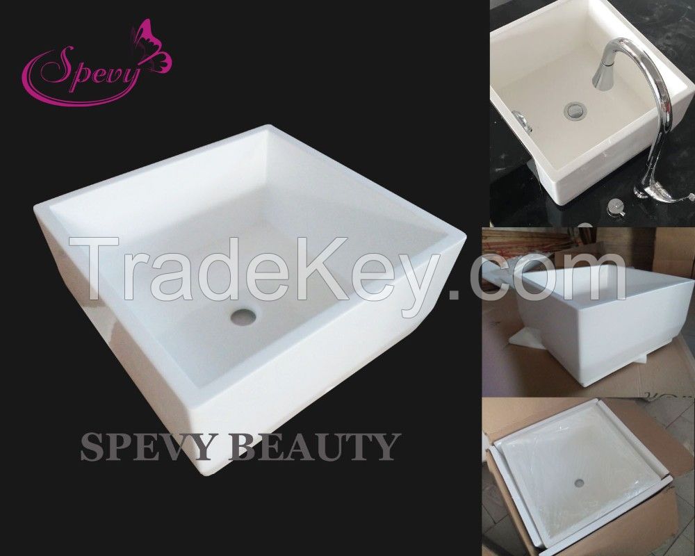 Modern Square Pedicure Ceramic Sinks Bowl With Purjet And Led Light