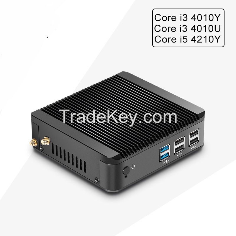 Haswell Nuc Barebone Fanless Mini PC Windows 10 Core i3 4010U 4010Y i5 4210Y 4K HTPC Graphics HD 4200 Optional Wifi Bluetooth