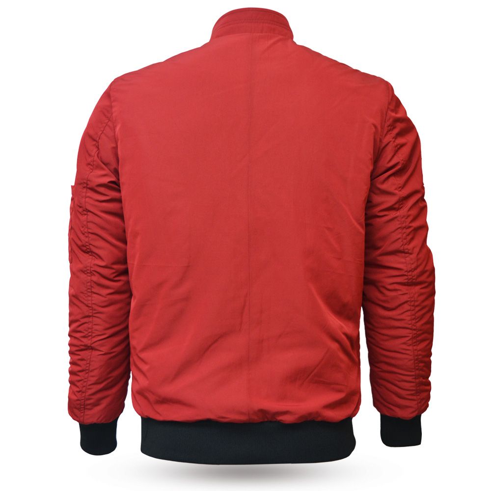 L-19 Red Mens Quilted Military Pilot Flight Bomber Jacket With Chest Patch