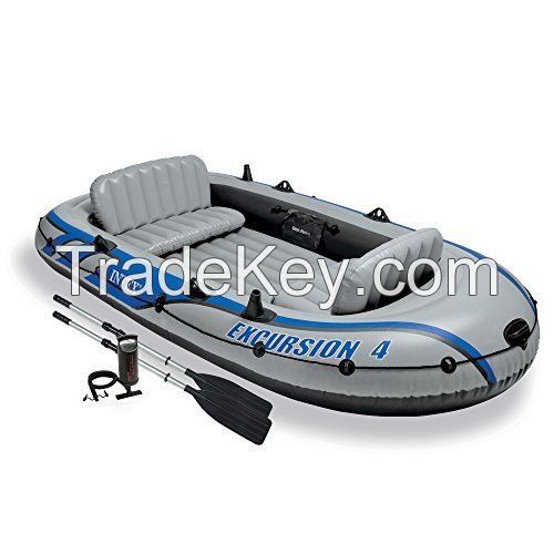 4-Person Inflatable Boat Set with Aluminum Oars and High Air 