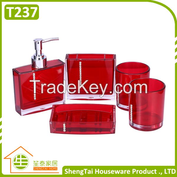 Quality Guarantee Classical Full Transparent Sanitary Bathroom Set With Diamond Decor