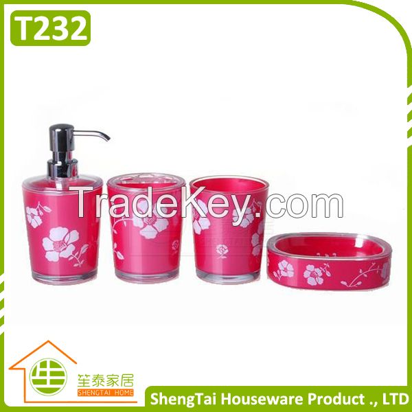 New Fashion Special Design Rose Pattern 5 Pcs Bath Accessory Set