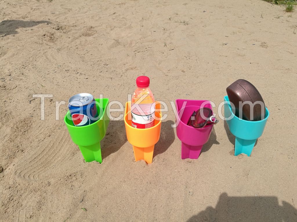 Beach Drink Cup Holder Multifunction Colorful Plastic Beach Cup Holder