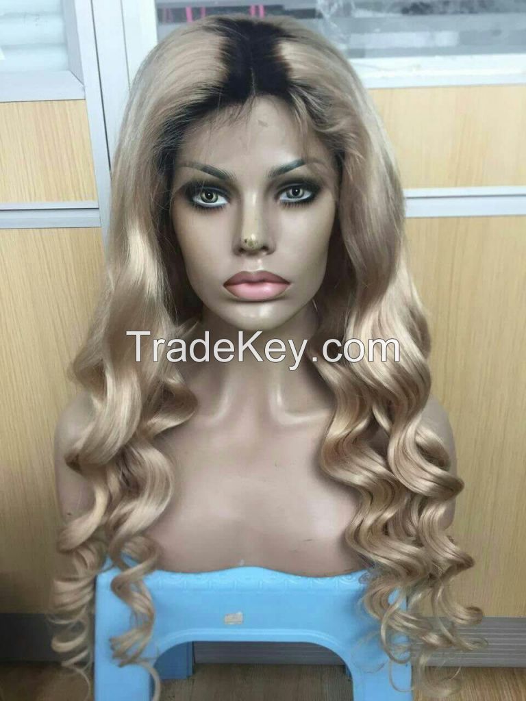 blonde human hair full lace wigs for pretty ladies