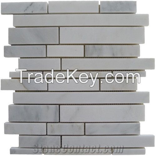 Cheap China statuary white marble 25mm regular square mosaic tile