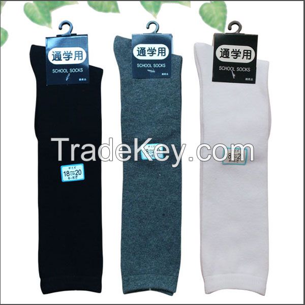 knee high student's socks School socks in balck/gray/white color