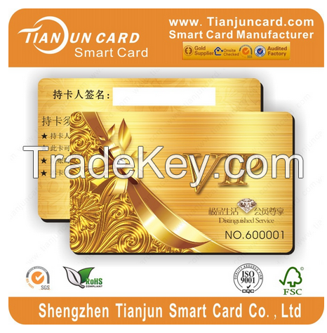 Tianjun Smart card Factory manufacture Gold Card vip card PVC card