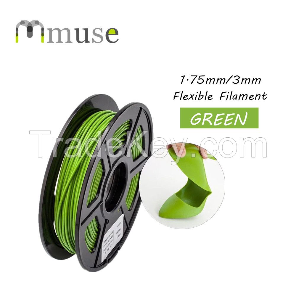 0.5kg/Roll 3D Printer Fexible Filament 1.75mm/3.0mm Flexible Rubber 3D Filament in Green/Red/White
