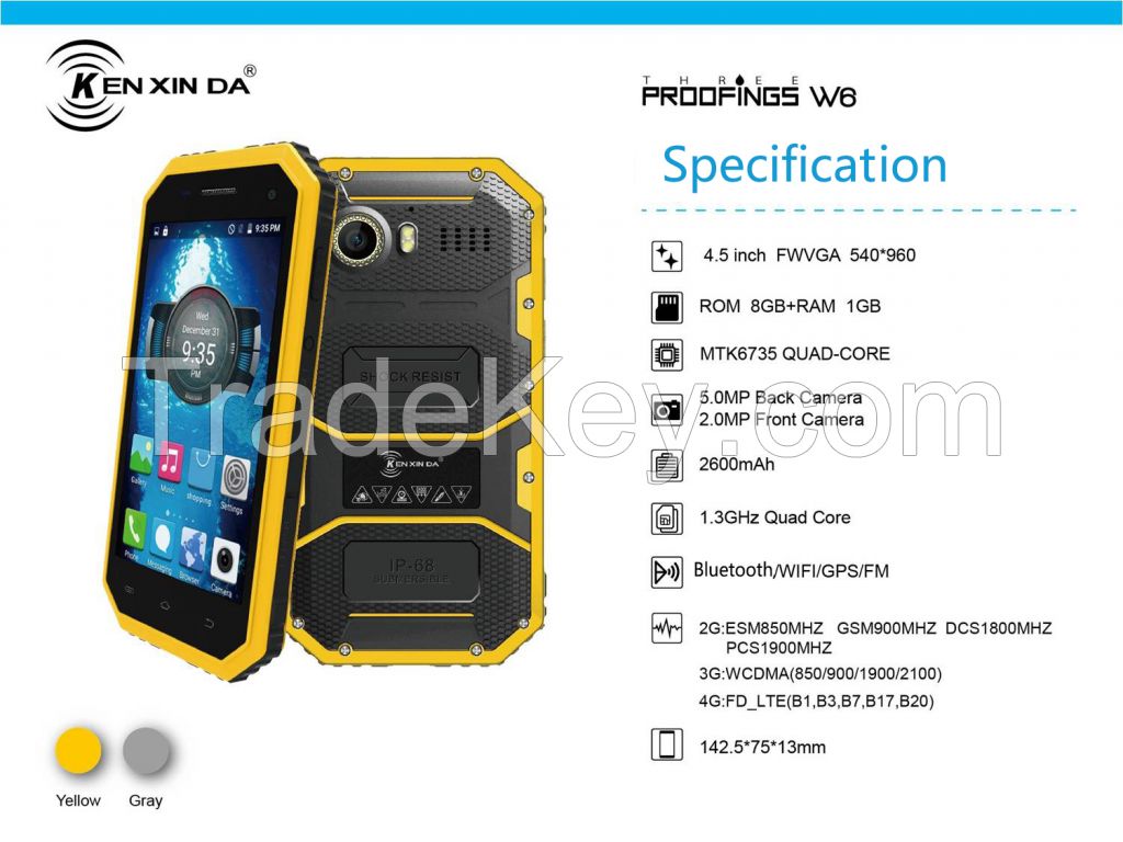 Kenxinda 4.5'' Tri-proofing smart phone  W6