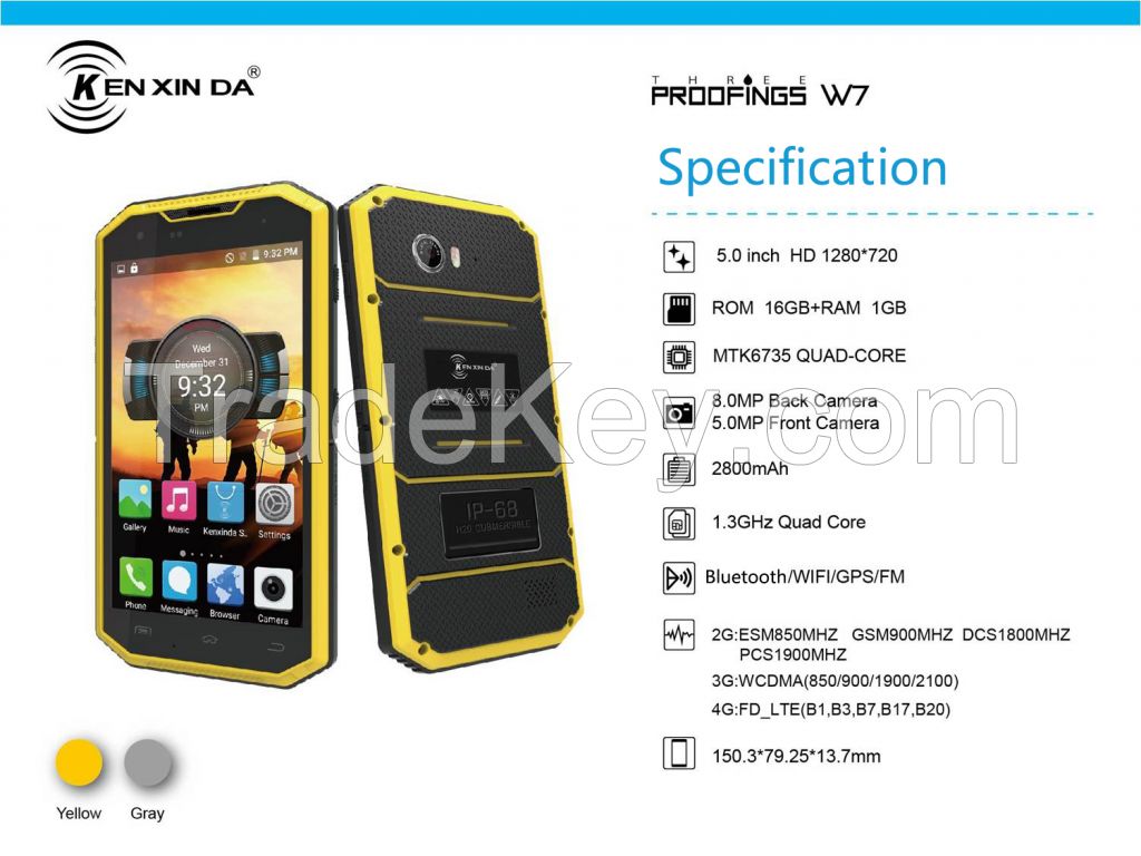 Kenxinda 5.0'' Tri-proofing smart phone  W7
