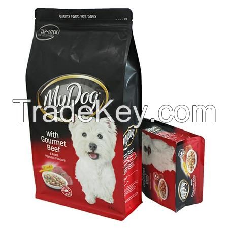 Pet Food Packaging Flat Bottom Box Pouch ï½Slider Zipper Bag