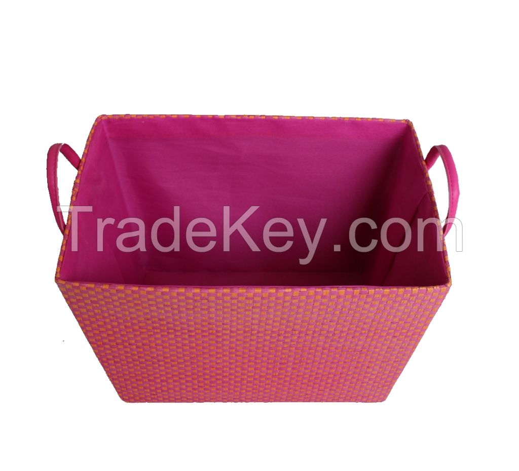 Non-woven double handle storage basket