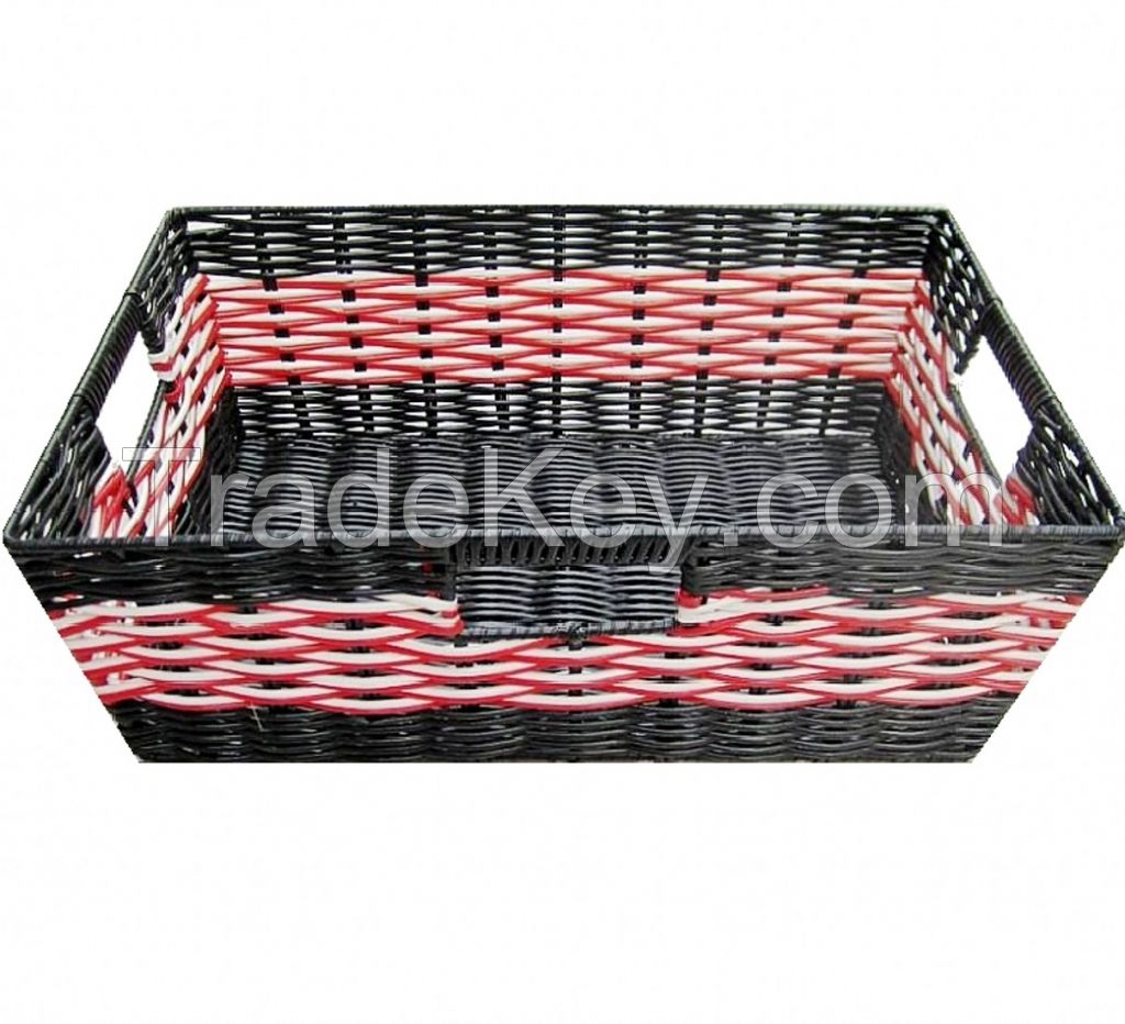PE pipe woven storage basket  three clasp hands 