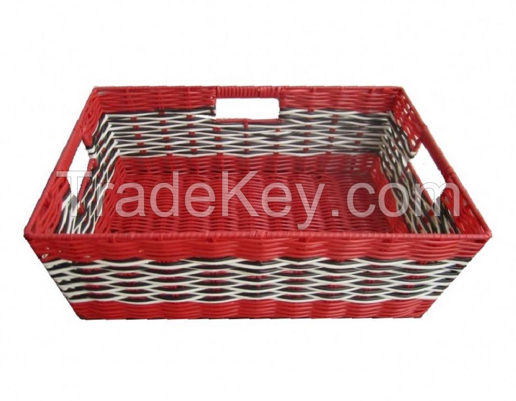 PE pipe woven storage basket  three clasp hands