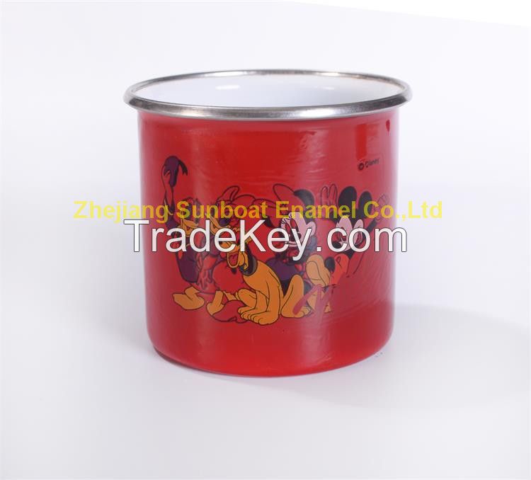 0.3mm Thickness Iron Enamel Mug with SS Rim