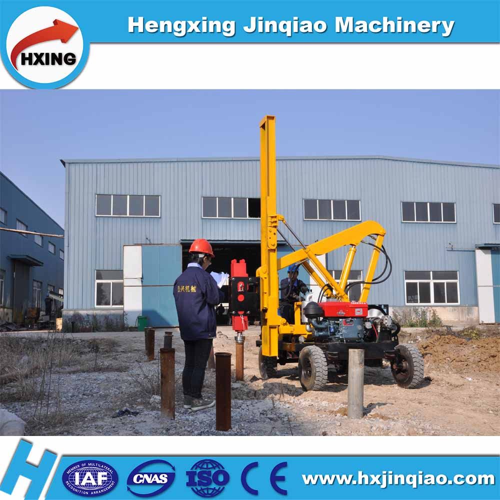 Single cylinder Hydraulic pile driver for solar plant foundation