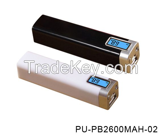 Light Weight Quick and Portable Charger Promotional 2600mAh Power Banks for Mobile Phone and Music Player