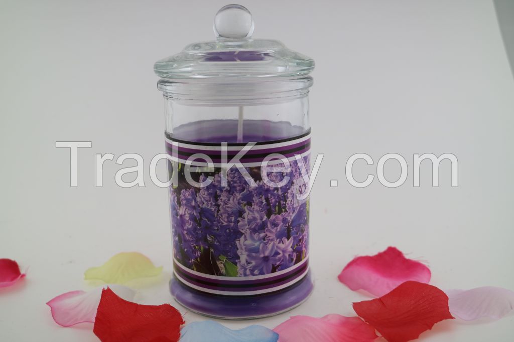 decorative scented glass jar candle with lid