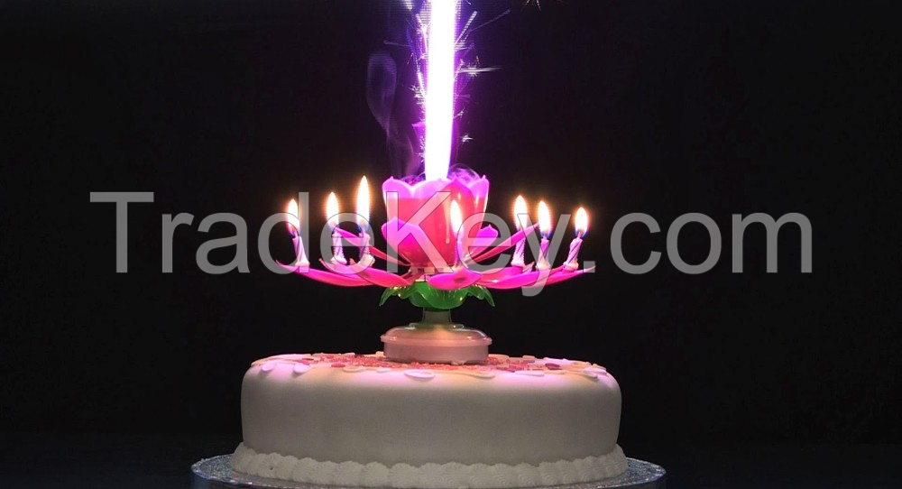 fireworks lotus music birthday candle