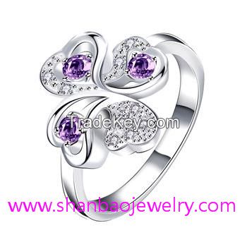 Silver Plated Costume Fashion Zircon Jewelry Rings