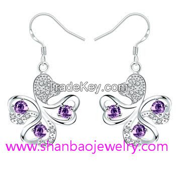 Silver Plated Costume Fashion Zircon Jewelry Earrings