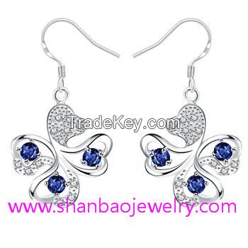 Silver Plated Costume Fashion Zircon Jewelry Earrings