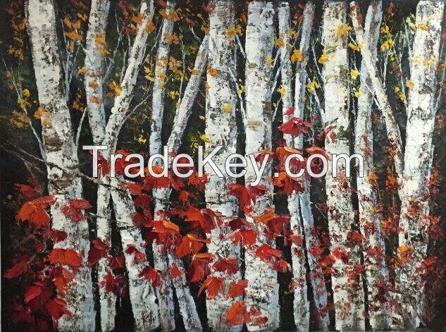 Forestry tree birch oil paintings
