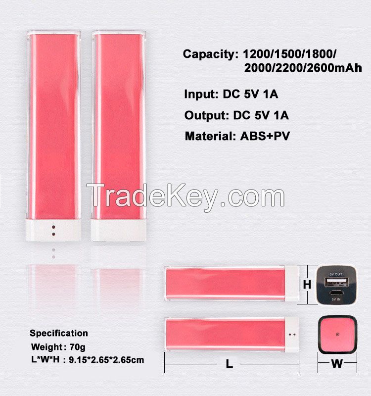 2000mah lipstick power bank