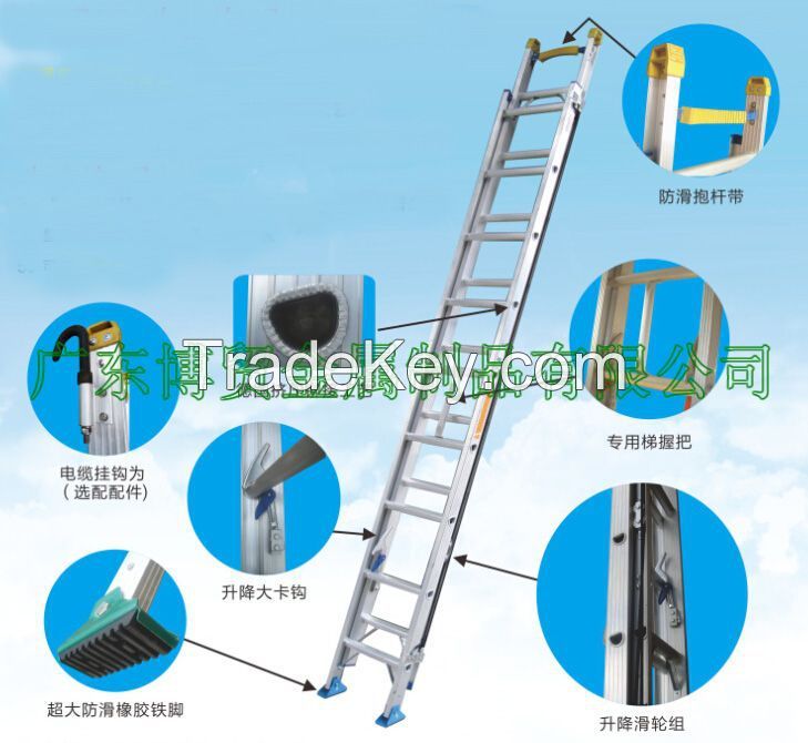 (375LBS) Single-Side Grooved Rail Extension Ladder