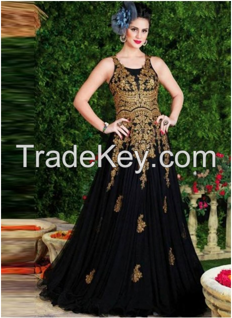 Black Net Embroidery Designer Gown |R-22