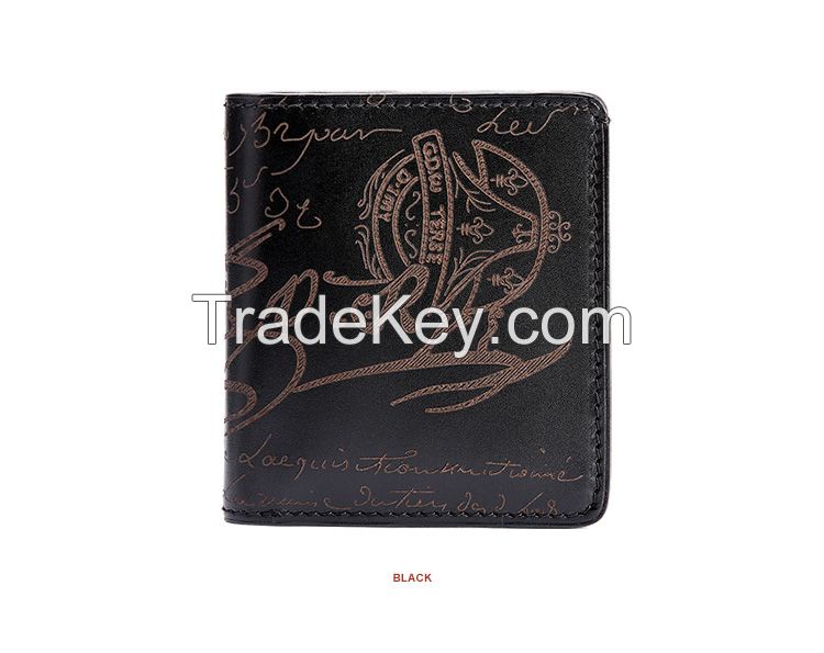 Genuine Leather Men Wallets Short Wallet Personalized Lettering Mini Wallet OEM Credit Card Wallets