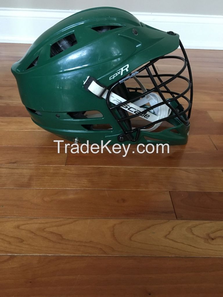Used Green Cascade CPX-R Lacrosse Helmet With White Chin Strap