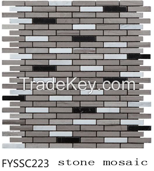 Building Material Mixed Color Natural Marble Stone Mosaic Floor Tile (FYSSC225)