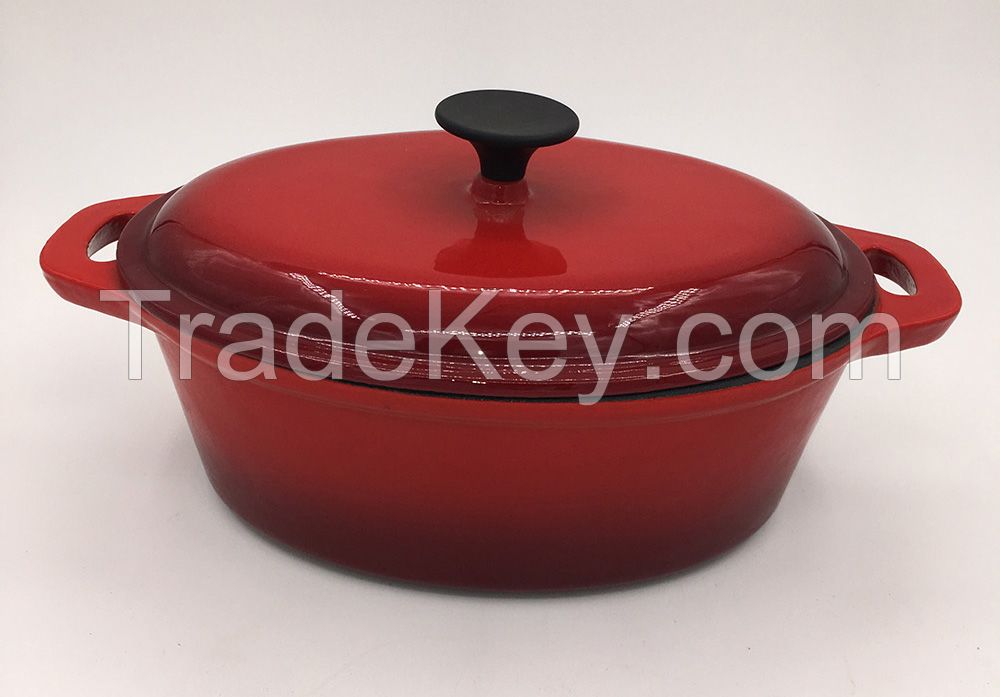 Gourmand Cast Iron Oval Dutch Oven With Cover