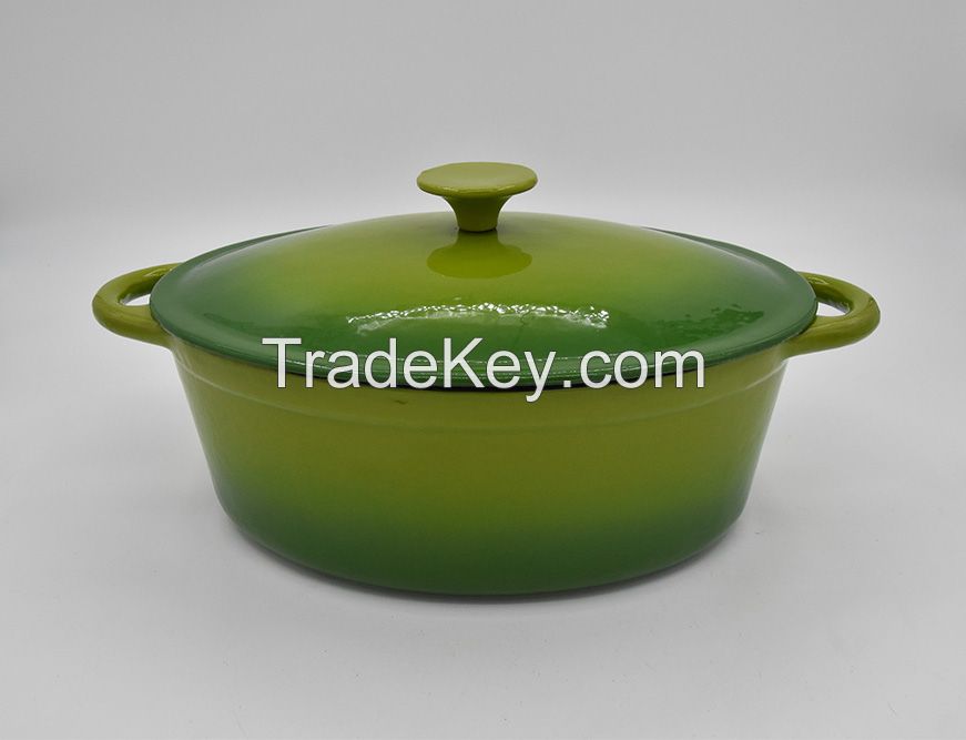 Gourmand enamel cast iron oval dutch oven with cover