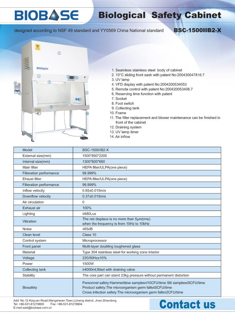BIological Safety Cabinet, Refrigerator, Freezer, Incubator, Biochemis