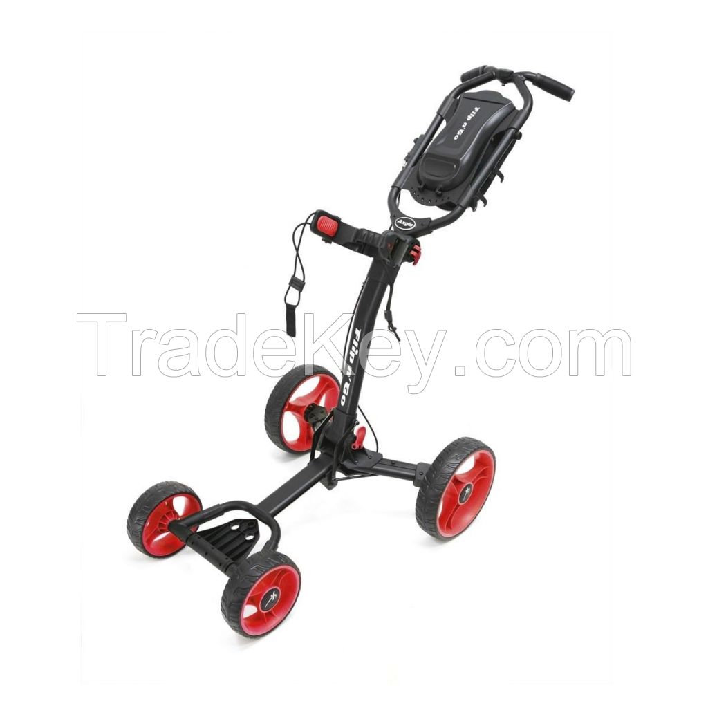 Axglo Flip N' Go 4 Wheel Golf Push Cart Black Red  